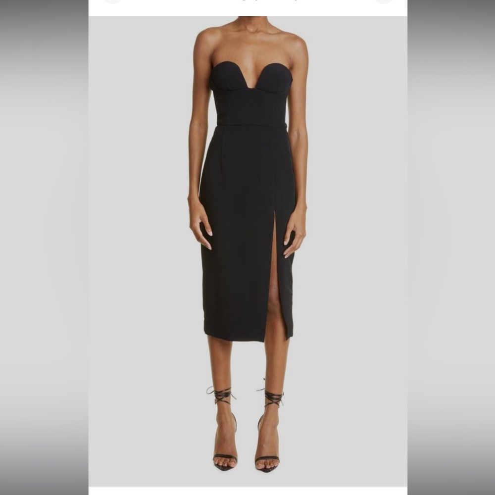 Et Ochs Women's Black Samantha Strapless Bustier Cocktail Midi Dress